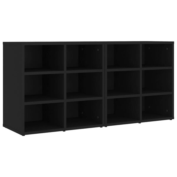 vidaXL Shoe Cabinet Set of 2 Black Engineered wood Medium Shoe Cabinet