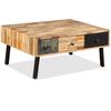 vidaXL Coffee Table Brown, Black, Marbled Reclaimed Teak, Steel Medium
