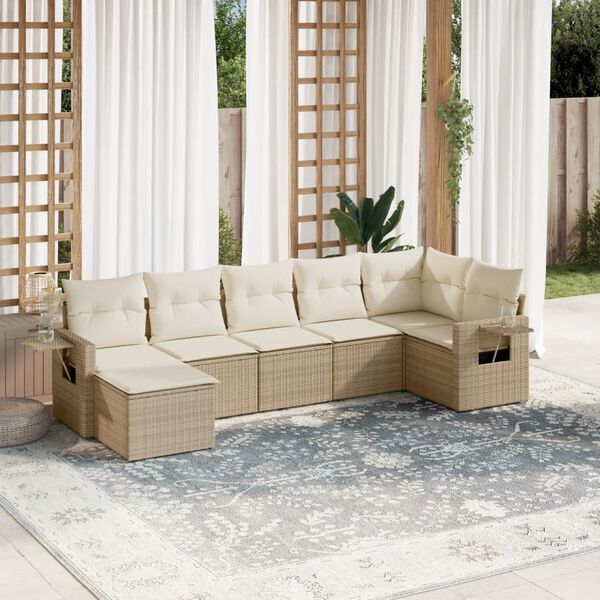 vidaXL Garden Sofa Set Beige, Cream white