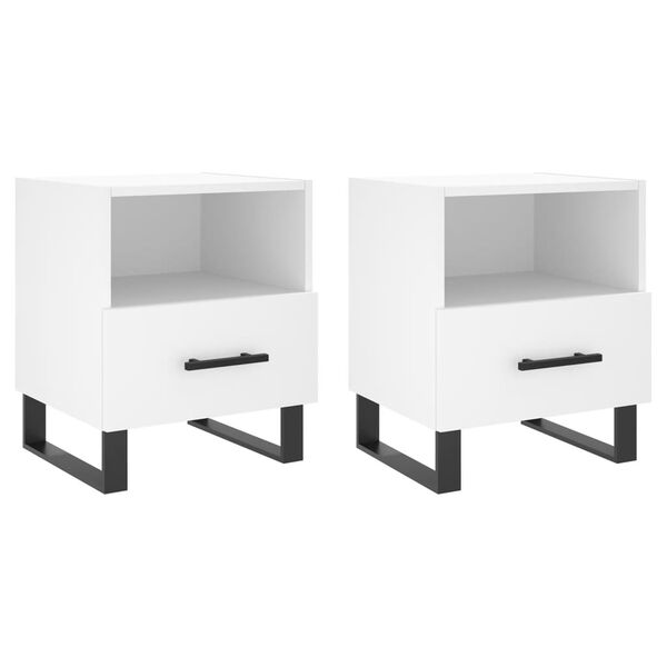 vidaXL Bedside Cabinet Set of 2 White Engineered wood Small