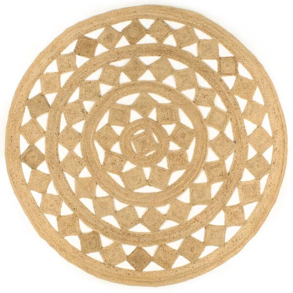 vidaXL Area Rug Natural Jute 100% Jute Large Durable Area Rug Round