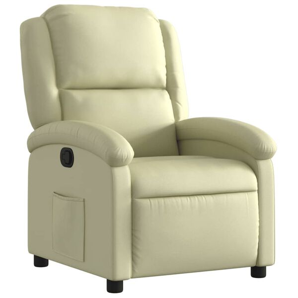 vidaXL Recliner Chair Cream Real Leather Single Seater Footrest