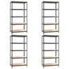 vidaXL 5-Layer Shelves 4 pcs Anthracite Steel&Engineered Wood