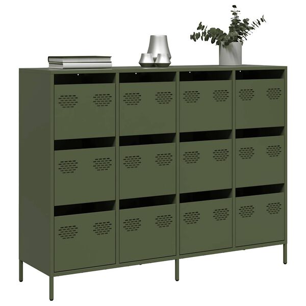 vidaXL Sideboard Olive Green Cold-rolled Steel Medium Sideboard