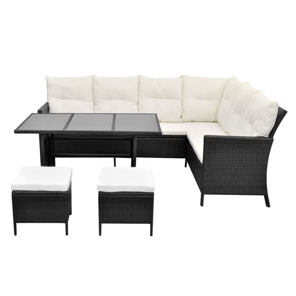 vidaXL Outdoor Dining Set Black and Cream