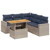 vidaXL 6 Piece Patio Sofa Set with Cushions Gray Poly Rattan