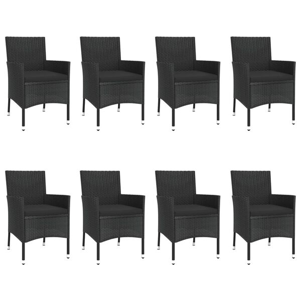 vidaXL Patio Dining Set Set of 8 Black