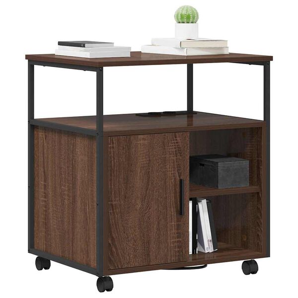 vidaXL Office Cabinet with Charging Station Brown oak 61 x 46 x 67 cm