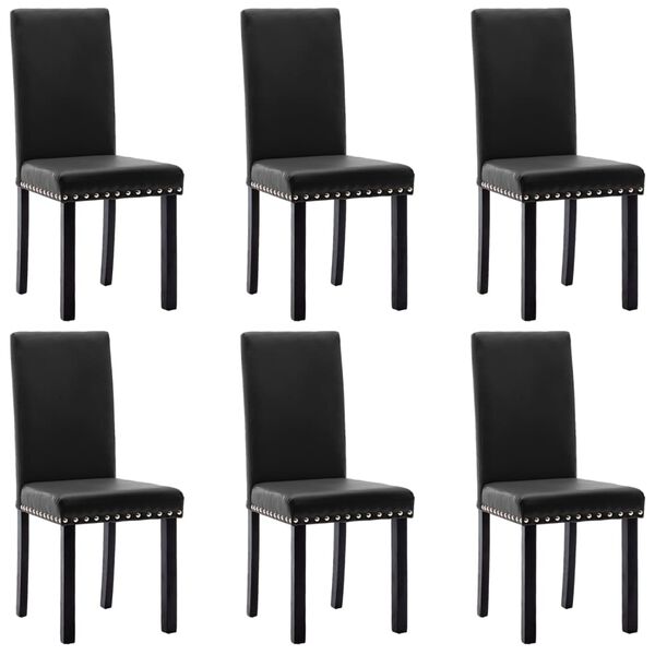 vidaXL Dining Chairs 6 pcs Black Faux Leather
