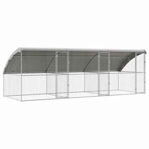 vidaXL Dog Kennel 3 pcs Silver 19.69 x 6.56 x 6.56 ft Steel