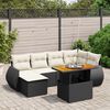 vidaXL Garden Sofa Set Black PE rattan 7-piece set Adjustable Armrests