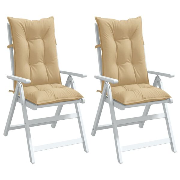 vidaXL Highback Chair Cushion Set of 2 Melange Beige