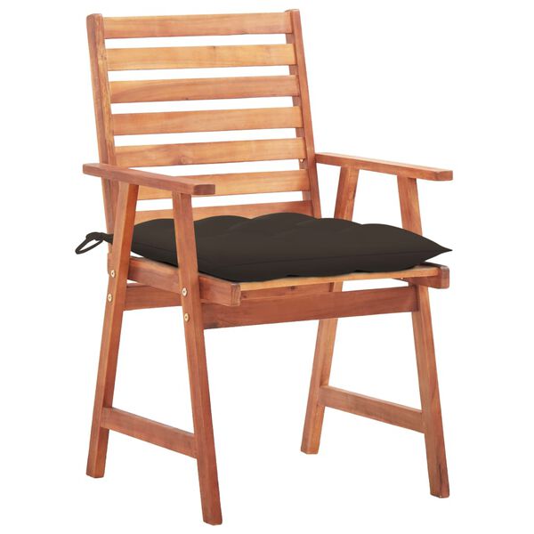 vidaXL Patio Chair Set of 3 Taupe Solid Acacia wood Standard Durable