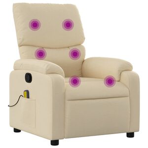 vidaXL Massage Recliner Chair Cream Polyester fabric, metal, plywood