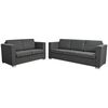 vidaXL Sofa Set Dark grey Wooden frame, polyester fabric, chrome legs