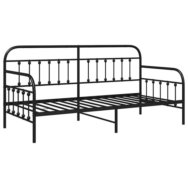 vidaXL Daybed Frame with Headboard Black 42.1" x 79.9" Steel