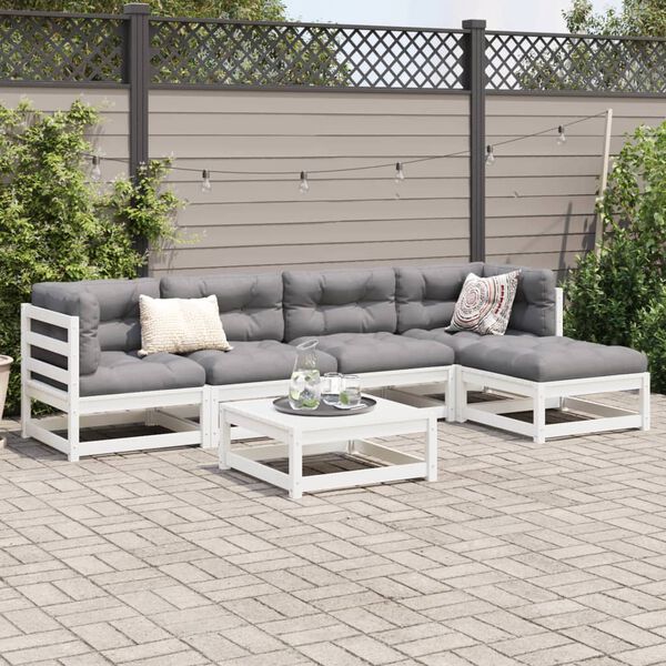 vidaXL Garden Sofa Set White Solid Pine Wood Medium Modular