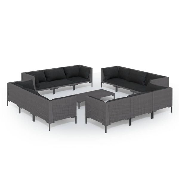 vidaXL Garden Lounge Set Dark Grey Powder-coated steel 13 Piece Set