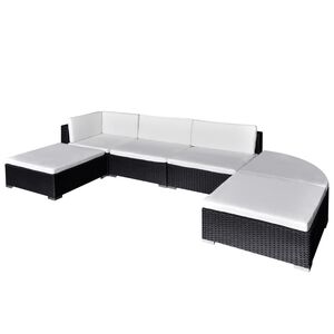 vidaXL Lounge Set Black PE Rattan Large Modular Lounge Set