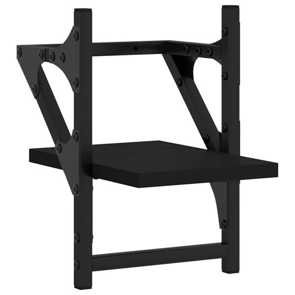 vidaXL Wall Shelf Set of 2 Black Engineered wood, metal Medium