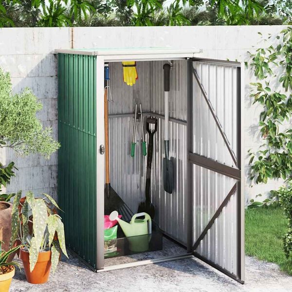 vidaXL Tool Shed Green Galvanized steel, metal, plastic