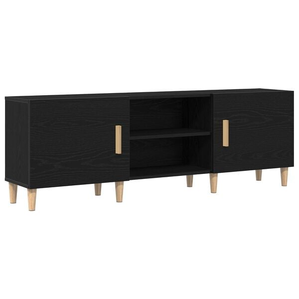 vidaXL TV Cabinet Black Oak 150 x 30 x 50 cm Engineered Wood