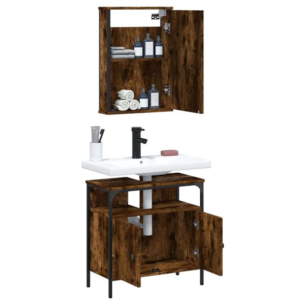 vidaXL Bathroom Furniture Set Smoked Oak