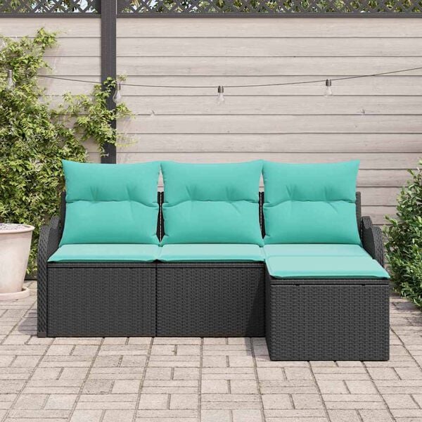 vidaXL Garden Sofa Set Black Poly Rattan