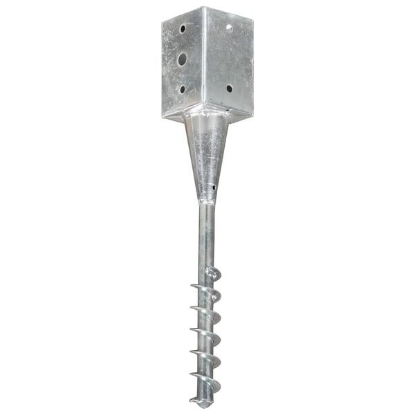 vidaXL Ground Spikes 2 pcs Silver 3.5x3.5x22.0" Galvanised Steel