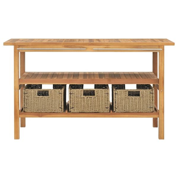 vidaXL Vanity Cabinet With Sink Cream Teak wood Large