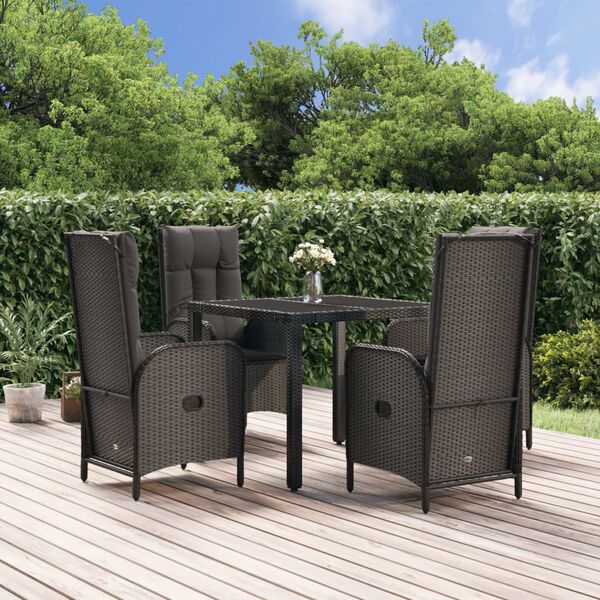 vidaXL Garden Dining Set Black