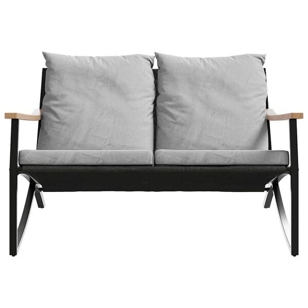 vidaXL Balcony Furniture Set Black Powder-coated steel Medium