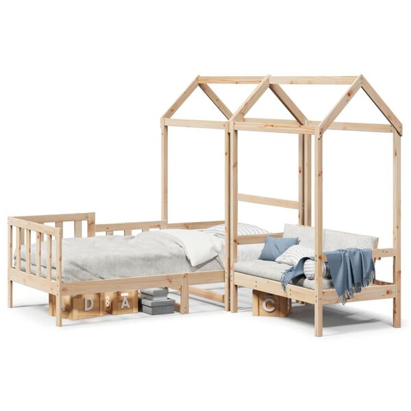 vidaXL Day Bed And Bench Set Natural wood Solid pine wood Twin