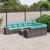 vidaXL 11 Piece Garden Sofa Set with Cushions Black Poly Rattan