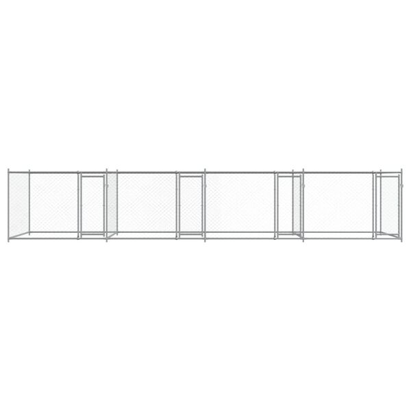 vidaXL Dog Cage Grey Galvanized Steel 26.2 x 6.6 x 4.9 ft Durable