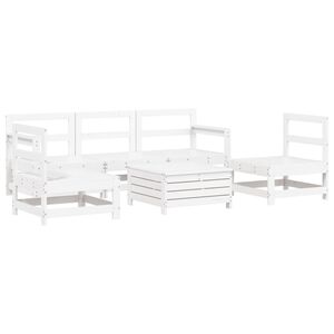 vidaXL Garden Sofa Set White Solid Pine Wood 6 Piece Set Modular