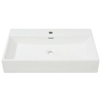 vidaXL Basin with Faucet Hole Ceramic White 29.9"x16.7"x5.7"