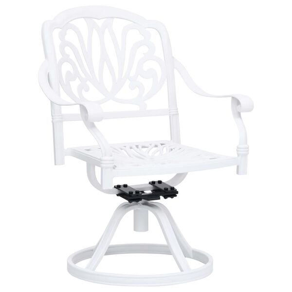 vidaXL Bistro Set White Cast aluminum Standard Swivel Bistro Set