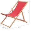 vidaXL Beach Chair Red Solid Eucalyptus wood, Polyester Medium Foldable