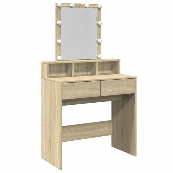 vidaXL Dressing Table Sonoma oak Engineered wood, glass