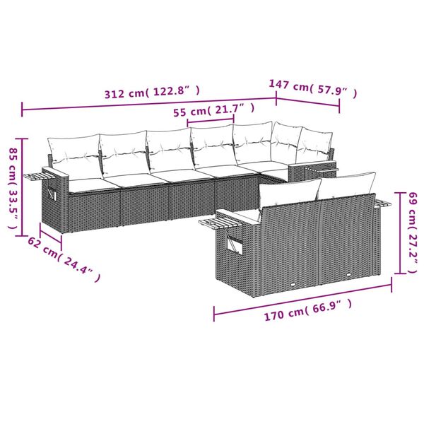 vidaXL Garden Sofa Set Black, Cream White