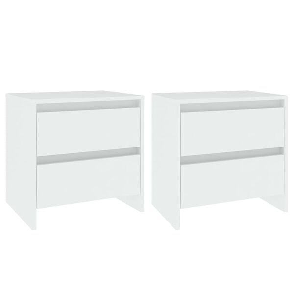 vidaXL Bedside Cabinet Set of 2 White Engineered Wood Medium