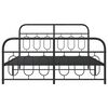 vidaXL Bed Frame Black Steel Double Bed Frame Rectangular Modern