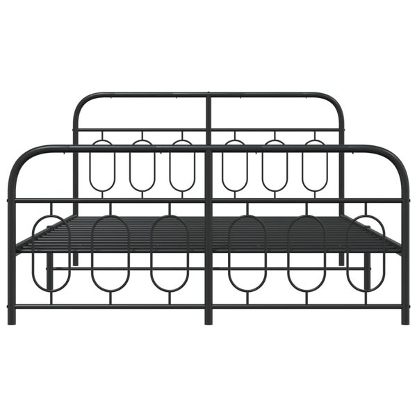vidaXL Bed Frame Black Steel Double Bed Frame Rectangular Modern