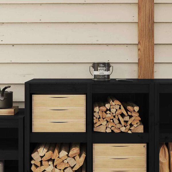 vidaXL Wood Paint Black 6.50 x 6.50 x 6.26 in Wall Print