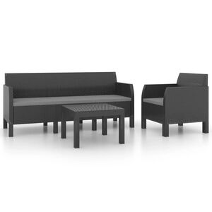 vidaXL Garden Lounge Set Anthracite Polypropylene with rattan look Medium