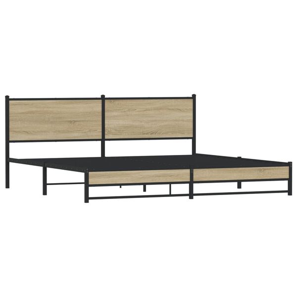 vidaXL Bed Frame Sonoma Oak Steel, Engineered wood Double Bed Frame