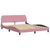 vidaXL Bed Frame Pink Velvet, Metal, Solid Pine Wood, Plywood Queen