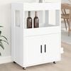 vidaXL Bar Cart White Engineered wood Medium Lockable wheels Bar Cart