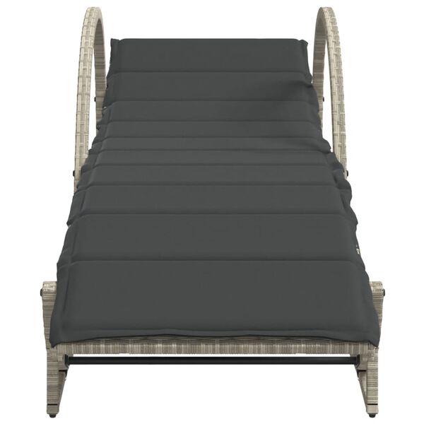 vidaXL Sun Lounger Light Gray PE Rattan, Powder-Coated Steel Standard